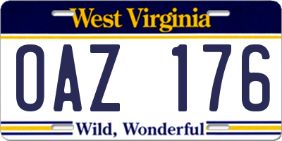 WV license plate OAZ176
