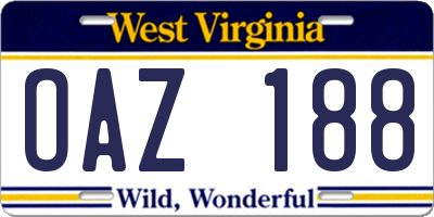 WV license plate OAZ188