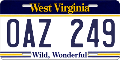 WV license plate OAZ249