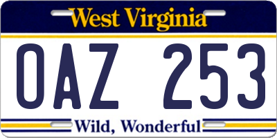 WV license plate OAZ253