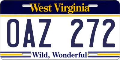 WV license plate OAZ272