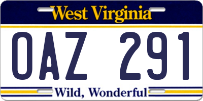 WV license plate OAZ291