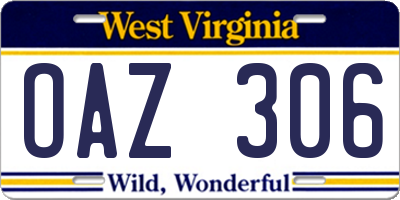 WV license plate OAZ306