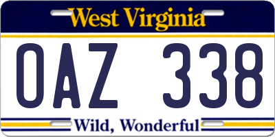 WV license plate OAZ338