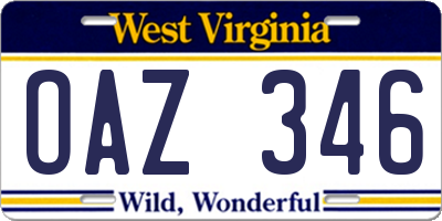 WV license plate OAZ346