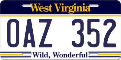 WV license plate OAZ352