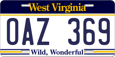WV license plate OAZ369