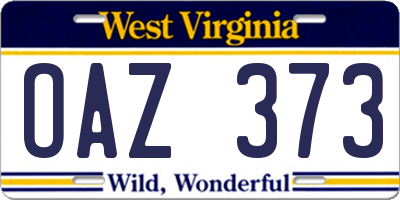 WV license plate OAZ373