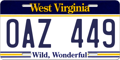 WV license plate OAZ449