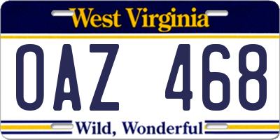WV license plate OAZ468