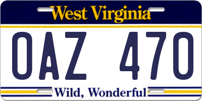 WV license plate OAZ470