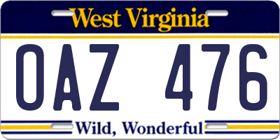 WV license plate OAZ476