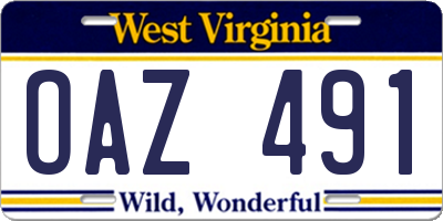 WV license plate OAZ491
