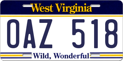 WV license plate OAZ518