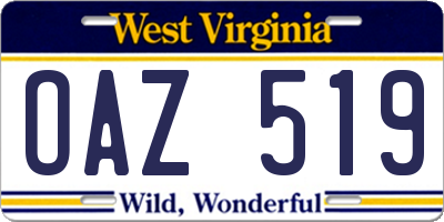 WV license plate OAZ519