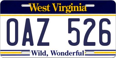 WV license plate OAZ526
