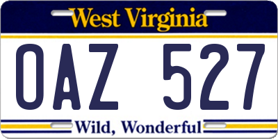 WV license plate OAZ527