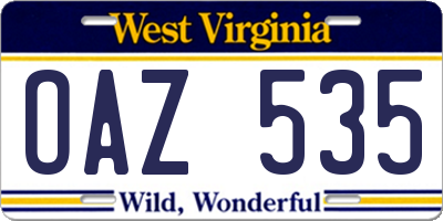 WV license plate OAZ535