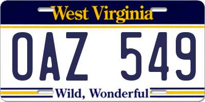WV license plate OAZ549