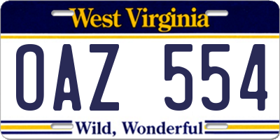 WV license plate OAZ554