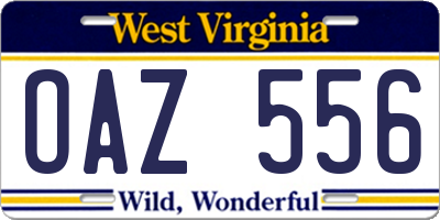 WV license plate OAZ556