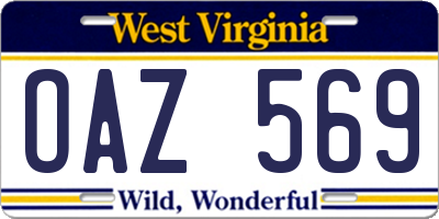 WV license plate OAZ569