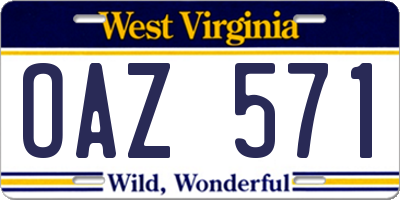 WV license plate OAZ571