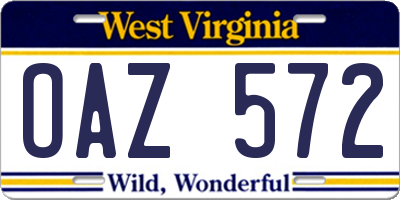 WV license plate OAZ572