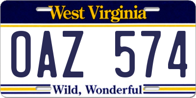 WV license plate OAZ574