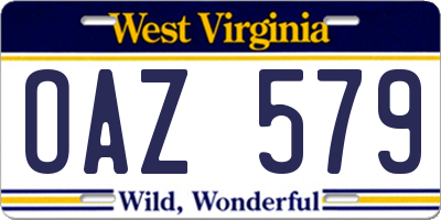 WV license plate OAZ579