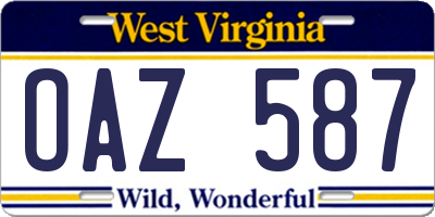 WV license plate OAZ587