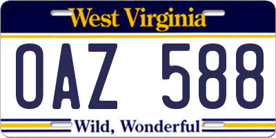 WV license plate OAZ588