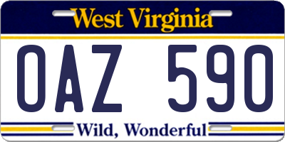 WV license plate OAZ590
