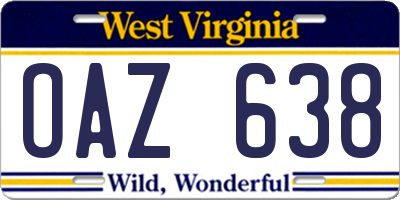 WV license plate OAZ638
