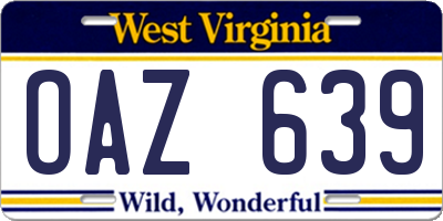 WV license plate OAZ639