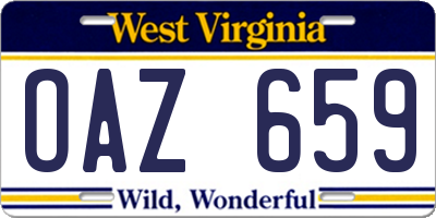 WV license plate OAZ659