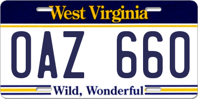 WV license plate OAZ660