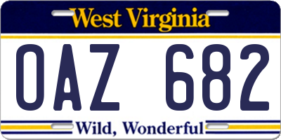 WV license plate OAZ682