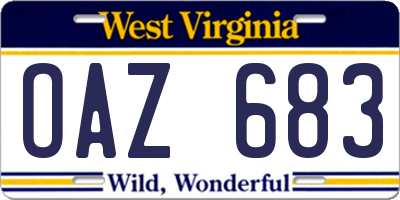 WV license plate OAZ683