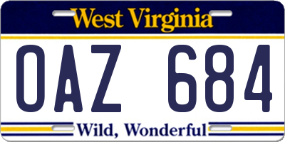 WV license plate OAZ684