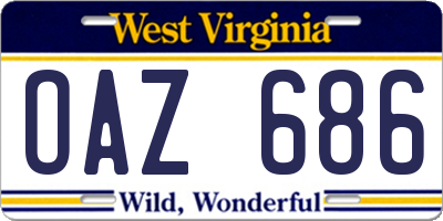WV license plate OAZ686