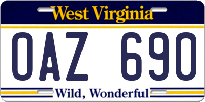 WV license plate OAZ690