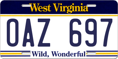 WV license plate OAZ697