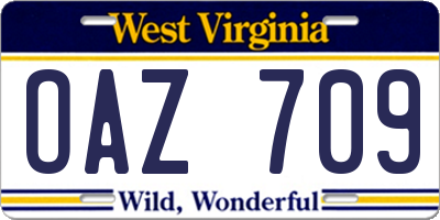 WV license plate OAZ709