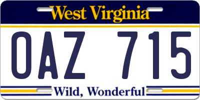 WV license plate OAZ715