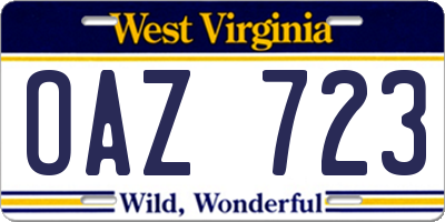 WV license plate OAZ723