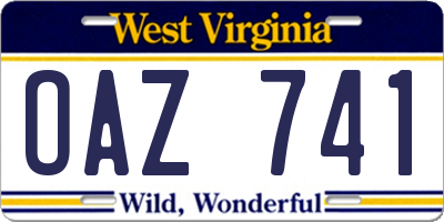 WV license plate OAZ741