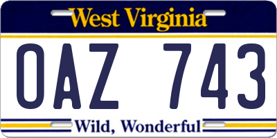 WV license plate OAZ743