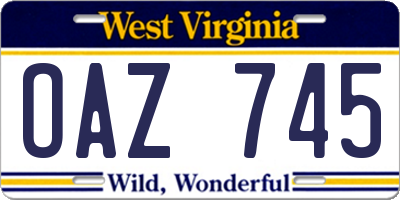 WV license plate OAZ745