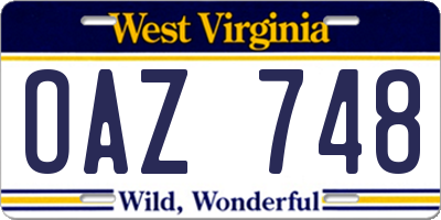 WV license plate OAZ748